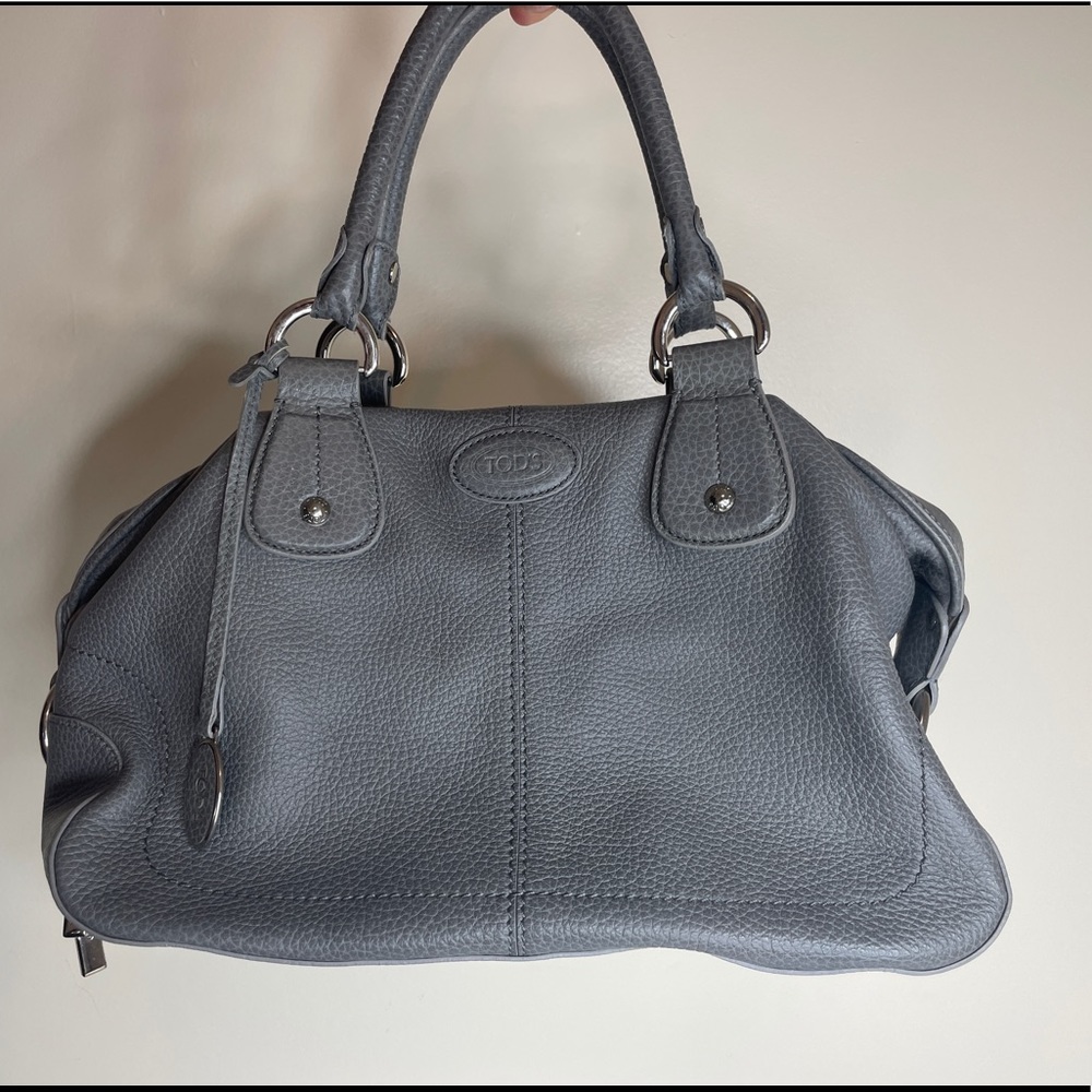 TODs Two Handle Shoulder Bag in Grey